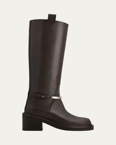 Tod's Cavillon Gomma Leather Knee-high Boots In Brown