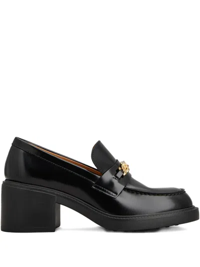 Tod's Chain-detail Heeled Loafers In Black