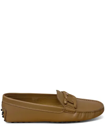 Tod's Chain-detail Loafers In Brown