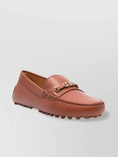 Tod's Chain Detail Rubber Sole Loafers In Orange