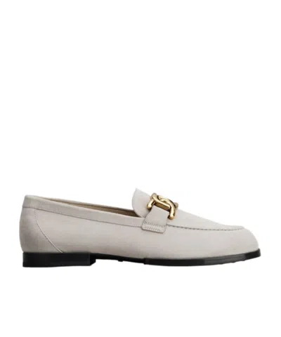 Tod's Chain-detail Suede Loafers In Gray