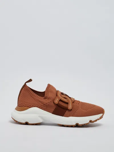 Tod's Chain-detailed Slip-on Sneakers In Brown