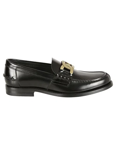 Tod's Chain Front Classic Loafers In Black