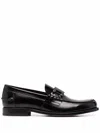 TOD'S CHAIN-LINK BLACK LEATHER LOAFERS FOR MEN