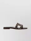 Tod's Chain Link Flat Leather Sandals In Black