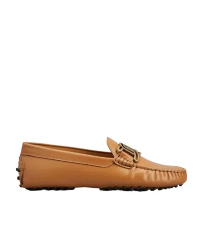 Tod's Chain-link Leather Loafers In Kenia Scuro