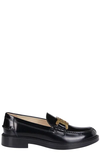 Tod's Chain-linked Loafers In Black