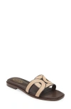 Tod's Bicolor Chain Slide Sandals In Beige