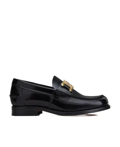 Tod's Chain-plaque Loafers In Black