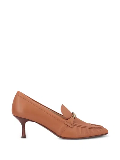 Tod's Chain-link Leather Heeled Pumps In Animal Print
