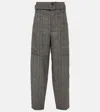Tod's Checked High-rise Virgin Wool Pants In Grey