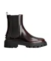 Tod's Burgundy Brown Ankle Boots With Elastic Sides In Brown