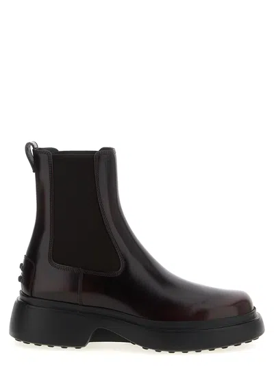 Tod's Chelsea Ankle Boots In Burgundy