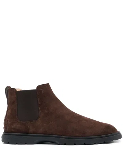 Tod's Chelsea Suede Ankle Boots In Brown