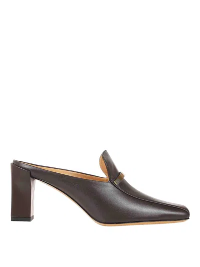 Tod's Leather Mules In Marrón