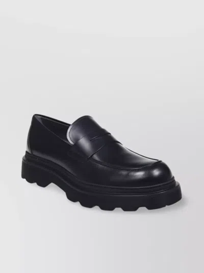TOD'S CHUNKY SOLE PENNY STRAP ROUND TOE LOAFERS