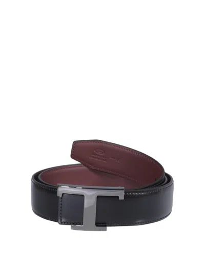 Tod's Smooth Leather Belt In Black