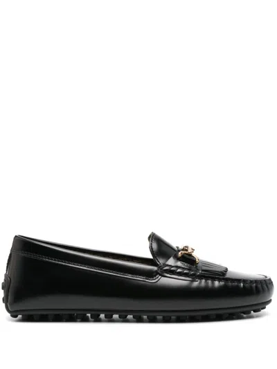 Tod's 5mm Logo Leather Loafers In Black