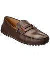 Tod's City Gommino Leather Driver In Brown
