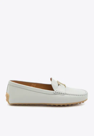Tod's City Gommino Leather Loafers In Gray