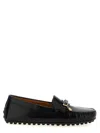 Tod's Urban Brushed Leather Loafers With Decorative Strap In Black