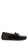 Tod's Urban Brushed Leather Loafers With Decorative Strap In Black