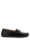 Tod's Urban Brushed Leather Loafers With Decorative Strap In Black