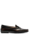 Tod's City Gommino Moccasin In Glossy Leather In Braun