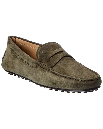 Tod's Tods City Gommino Suede Loafer In Green