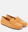Tod's City Gommino Suede Loafers In Orange