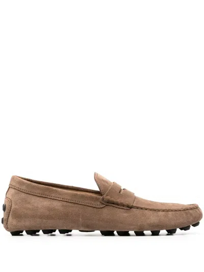 Tod's Gommino Bubble Suede Loafers In Brown