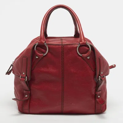 Pre-owned Tod's Classic Red Leather Zip Tote