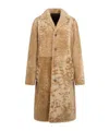 Tod's Button Shearling Coat In Brown
