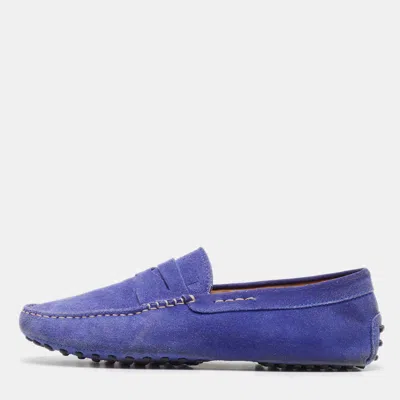 Pre-owned Tod's Cobalt Blue Suede Penny Loafers Size 41.5