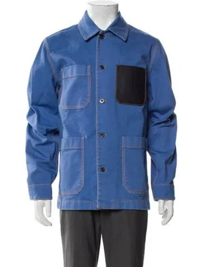 Pre-owned Tod's Colorblock Pattern Denim Jacket W/ Tags In Blue