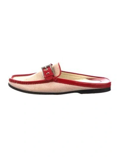 Pre-owned Tod's Colorblock Pattern Leather Trim Embellishment Mules In Red