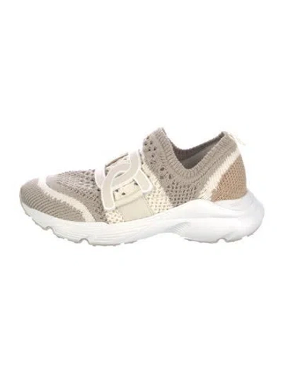Pre-owned Tod's Colorblock Pattern Leather Trim Embellishment Sneakers In Neutral