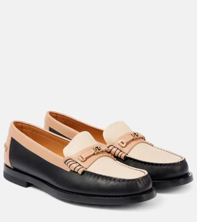 Tod's Loafers Aus Leder In Nero/naturale