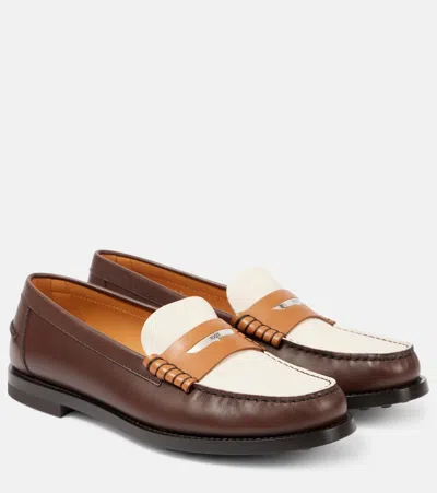 Tod's Colorblocked Leather Penny Loafers In Multicoloured