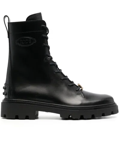 Tod's Stiefel Mit Logo-schild In Black