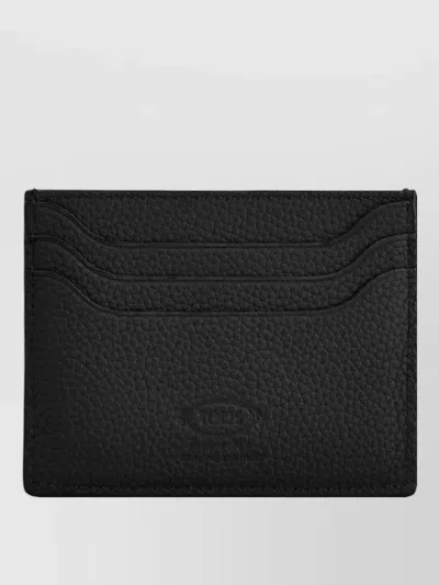 Tod's Compact Leather Wallet Cardholder Pebbled Texture