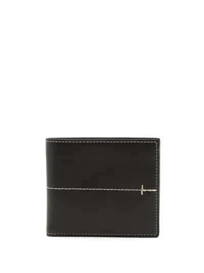 Tod's Contrast-stitch Bi-fold Leather Wallet In Brown