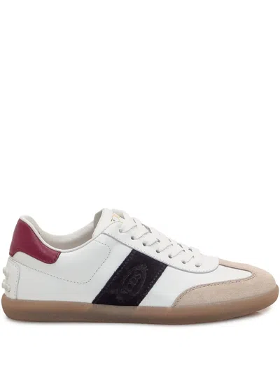 Tod's Contrasting Leather Trainers In White