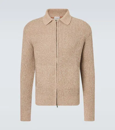 Tod's Cotton Mouliné Zip-up Cardigan In Brown