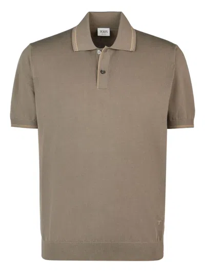 Tod's Polo Shirt In Cotton Knit In Brown