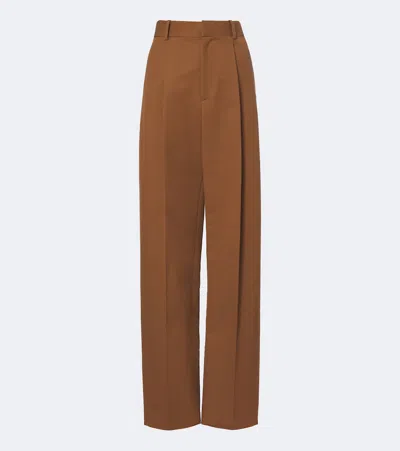 Tod's Cotton Wide-leg Pants In Brown