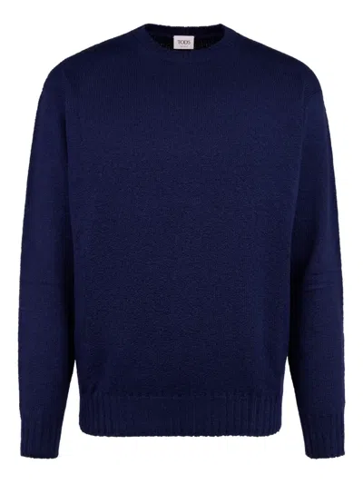 Tod's Round-neck Pullover In Cotton In Blue
