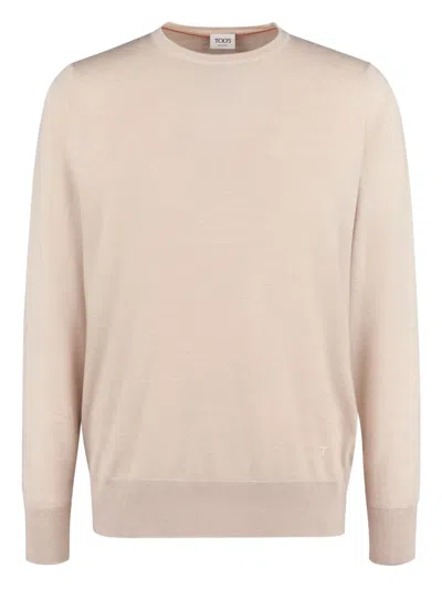 Tod's Crew-neck Long-sleeved Sweater In Neutral