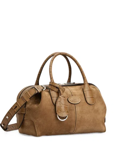 Tod's Croc-effect Panelled Suede Tote Bag In Pattern