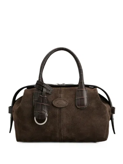 Tod's Croc-effect Suede Bucket Bag In Blue